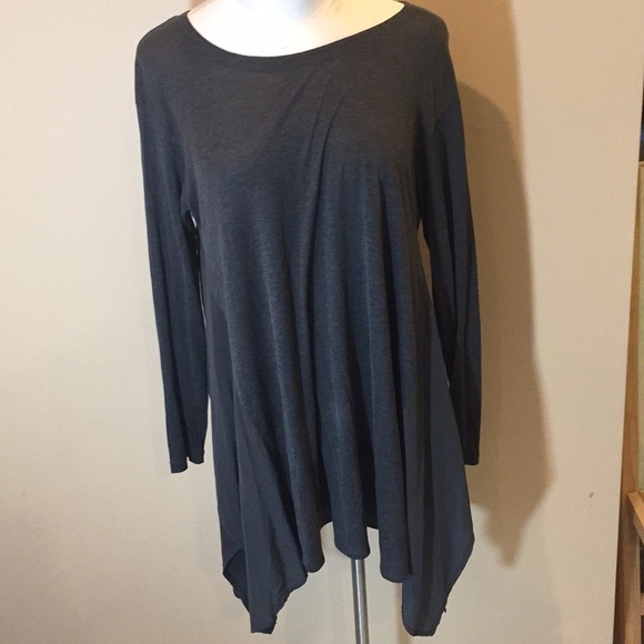 Eileen Fisher Asymmetrical Silk Tunic Sz M Gray - Picture 2 of 8